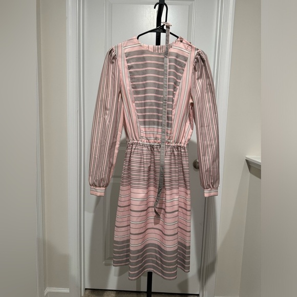 Vintage Melissa Lane Midi Dress in Grey and Pastel Pink - Picture 1 of 4